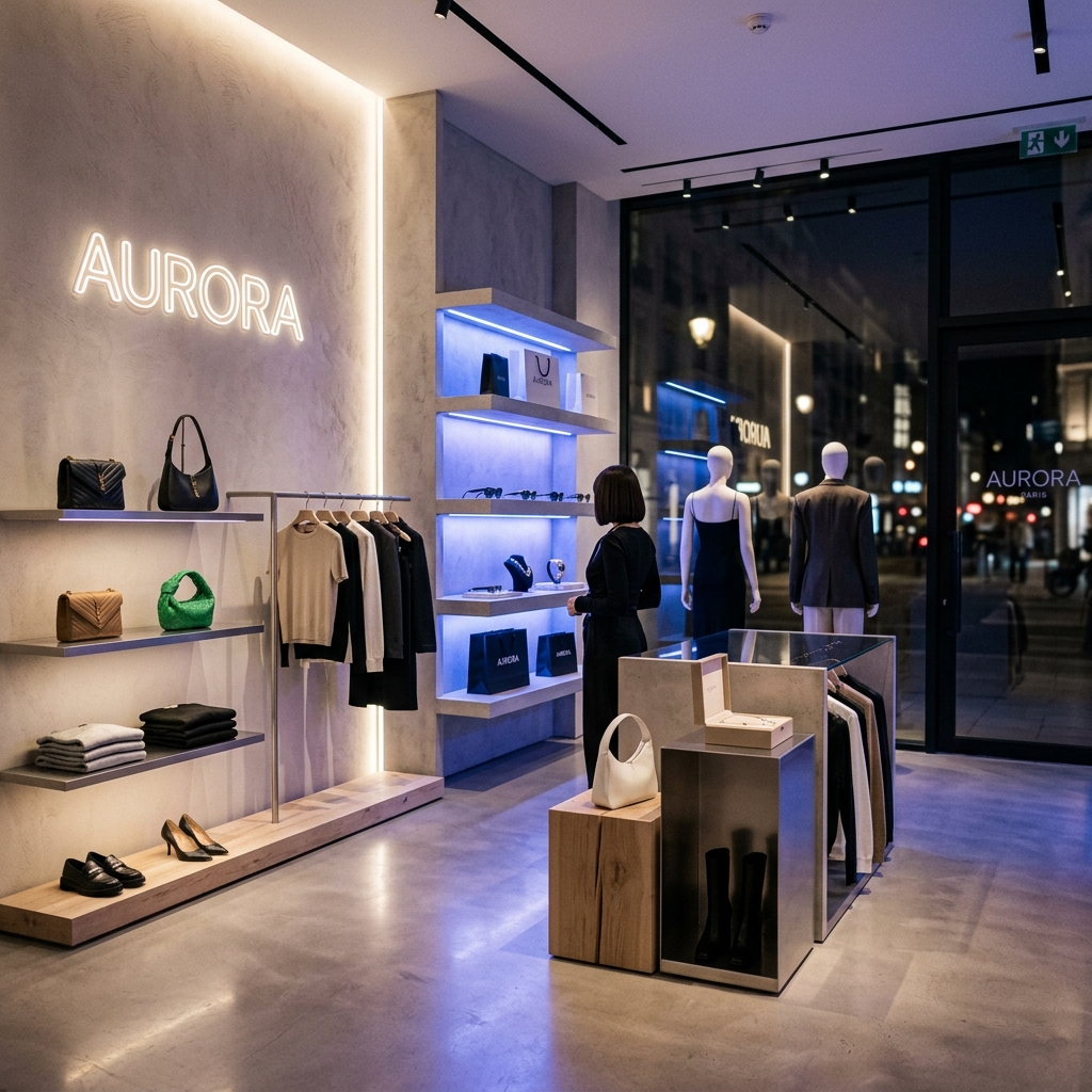 Modern designer boutique display
